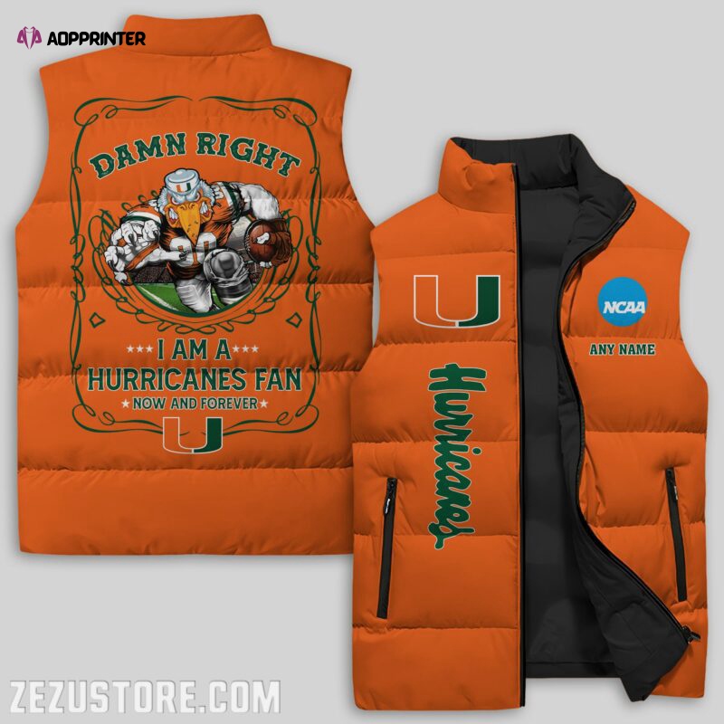 Miami Hurricanes NCAA Sleeveless Puffer Jacket Custom For Fans Gifts