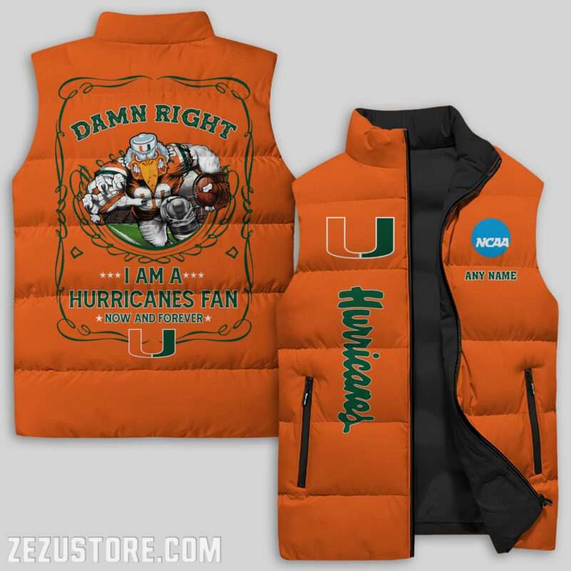 Miami Hurricanes NCAA Sleeveless Puffer Jacket Custom For Fans Gifts