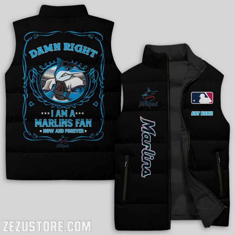 Miami Marlins MLB Sleeveless Puffer Jacket Custom For Fans Gifts