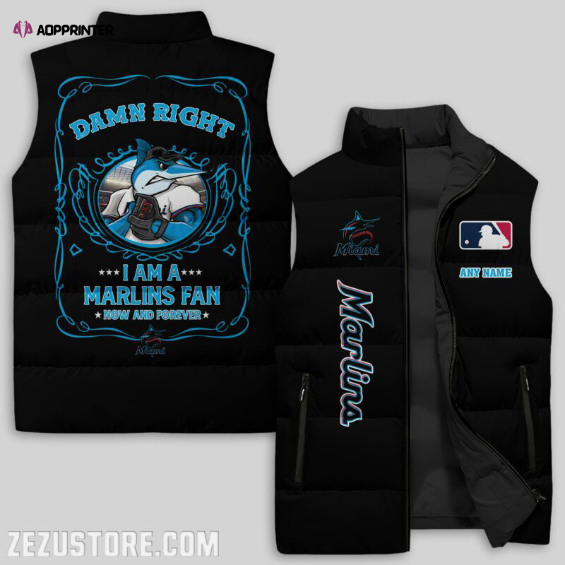 Miami Marlins MLB Sleeveless Puffer Jacket Custom For Fans Gifts