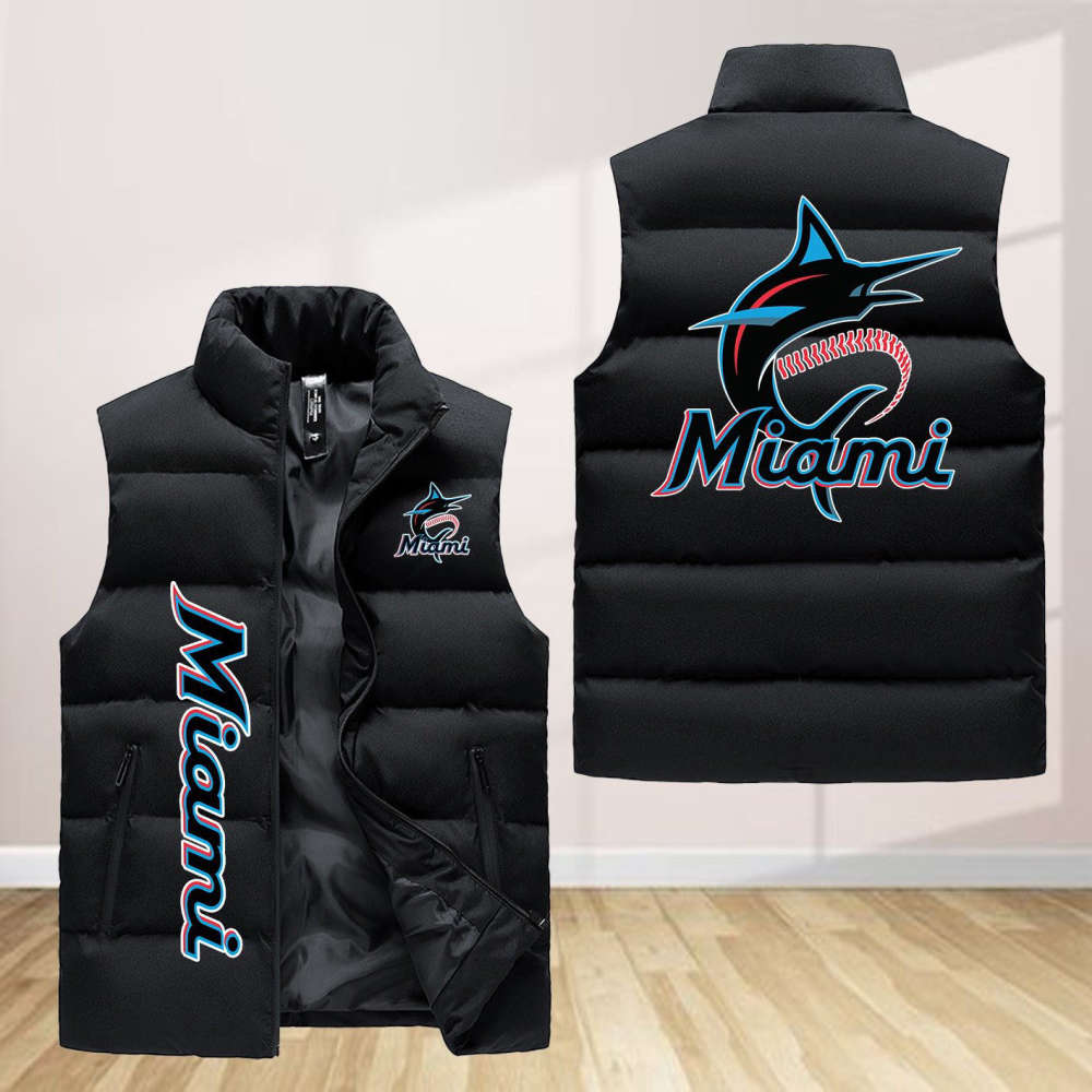 Miami Marlins Sleeveless Puffer Jacket Custom For Fans Gifts