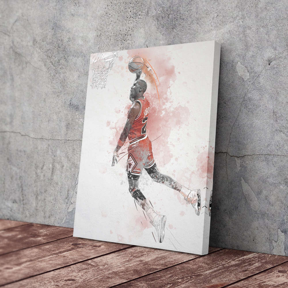 Michael Jordan Poster Dunk Chicago Bulls NBA Framed Wall Art Home Decor Canvas Print Artwork