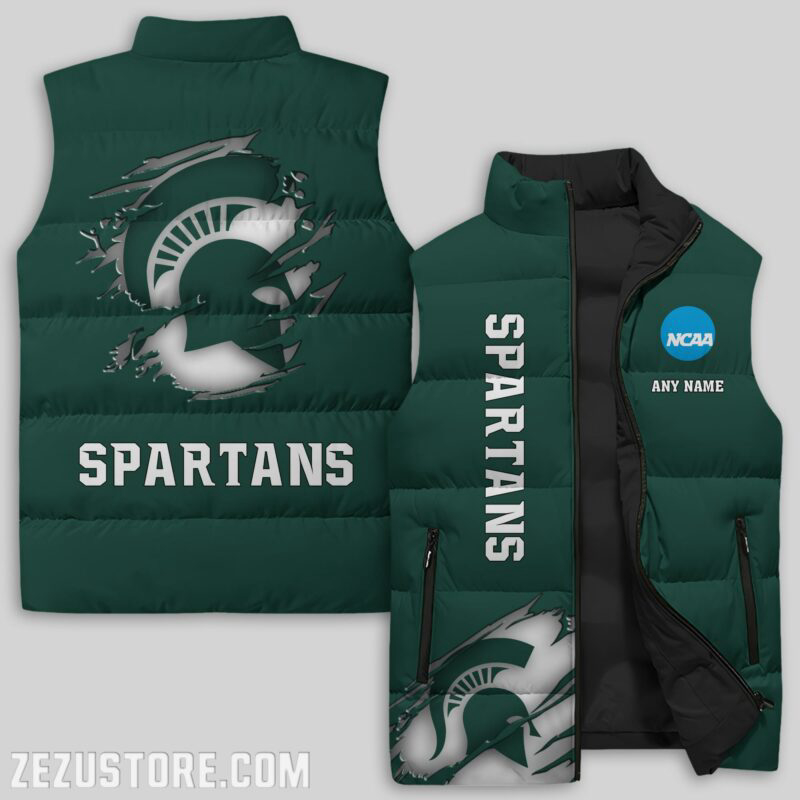 Michigan State Spartans NCAA Sleeveless Puffer Jacket Custom For Fans Gifts