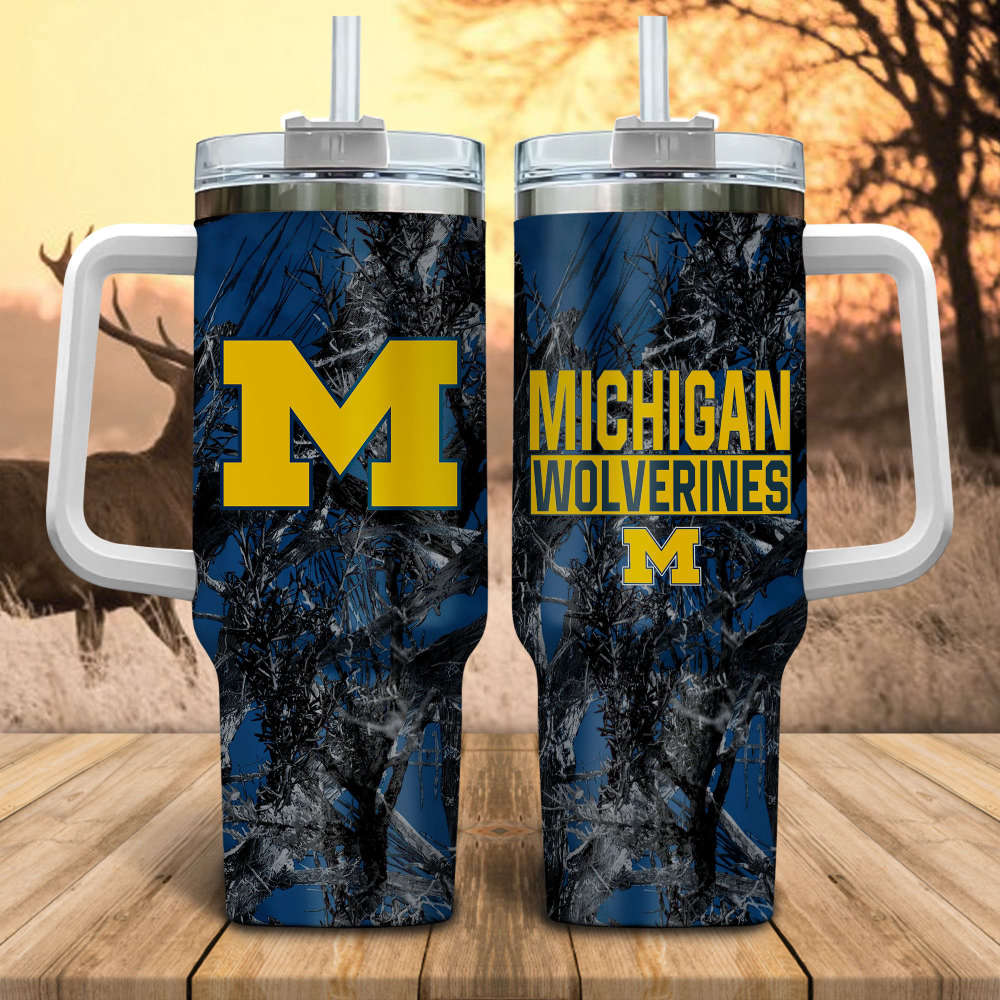 Michigan Wolverines NCAA Hunting Personalized Stanley Tumbler 40oz Gift for Fans