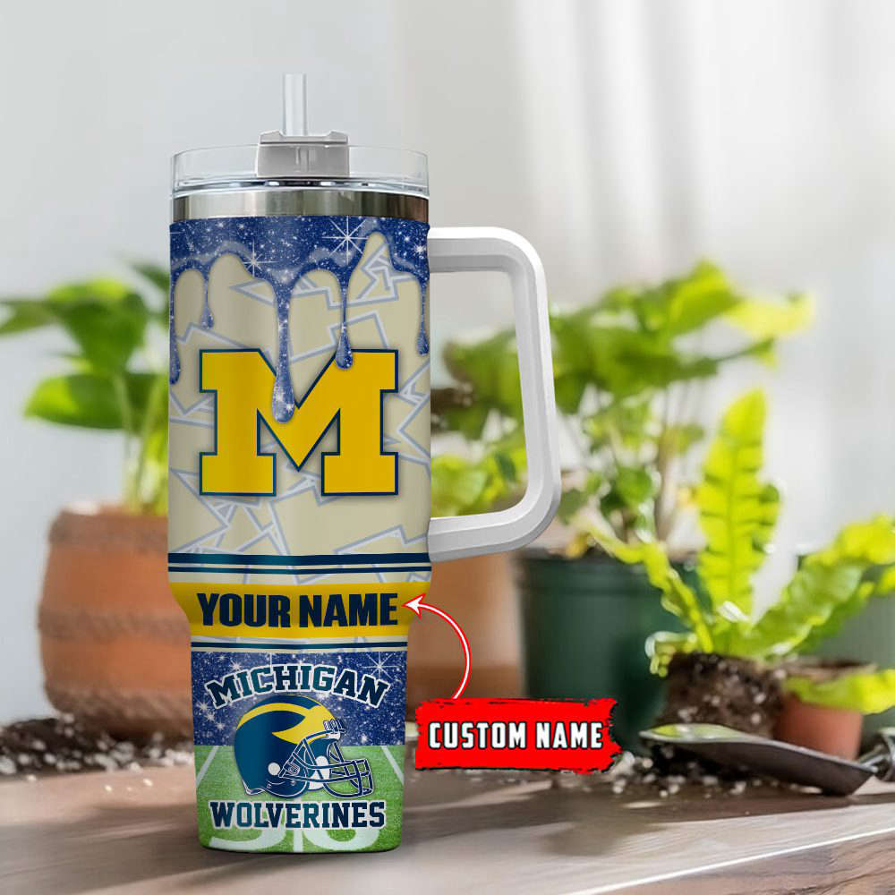 Michigan Wolverines NCAA Personalized Stanley Tumbler 40oz Gift for Fans