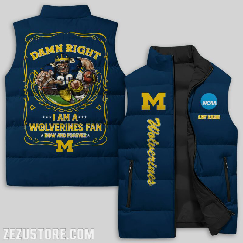 Michigan Wolverines NCAA Sleeveless Puffer Jacket Custom For Fans Gifts