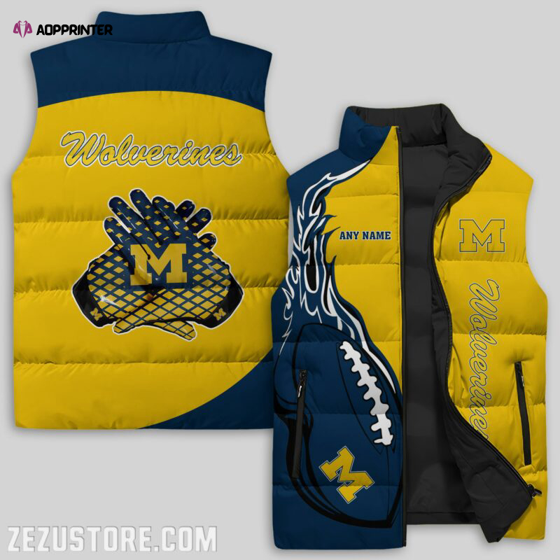 Michigan Wolverines NCAA Sleeveless Puffer Jacket Custom For Fans Gifts