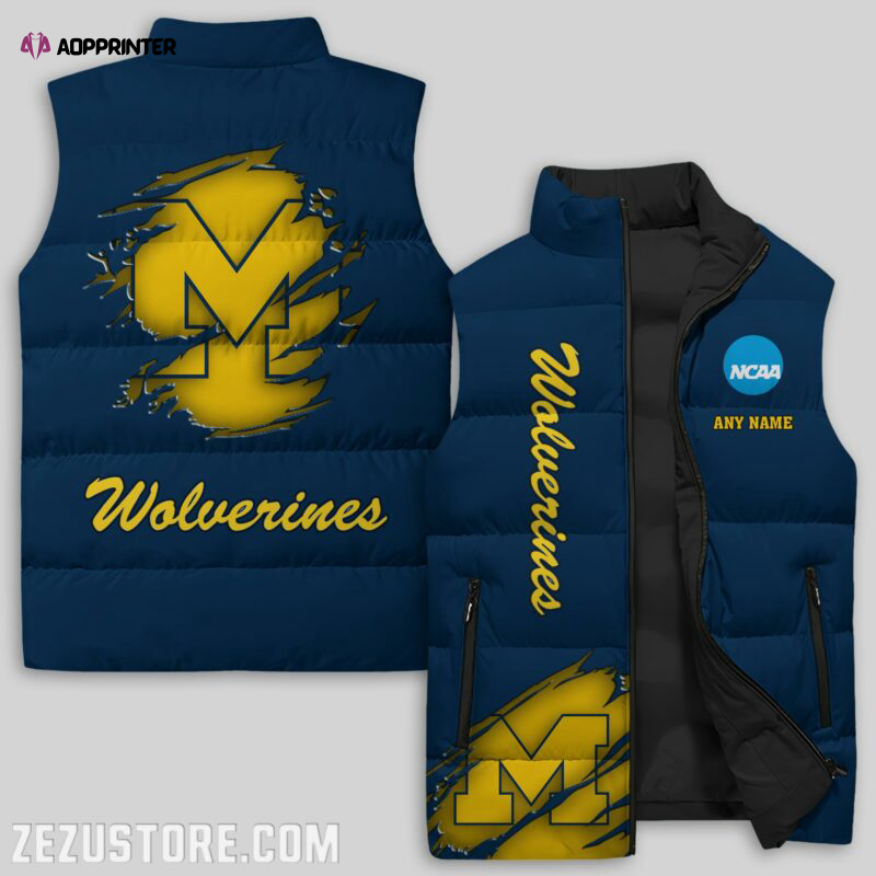 Michigan Wolverines NCAA Sleeveless Puffer Jacket Custom For Fans Gifts