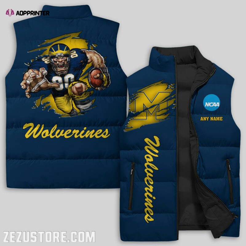 Michigan Wolverines Sleeveless Puffer Jacket Custom For Fans Gifts