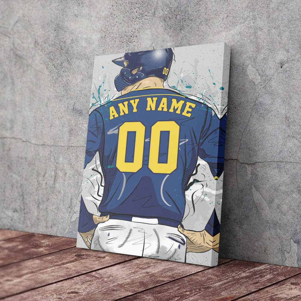 Milwaukee Brewers Jersey MLB Personalized Jersey Custom Name and Number Canvas Wall Art Home Decor Framed Poster Man Cave Gift