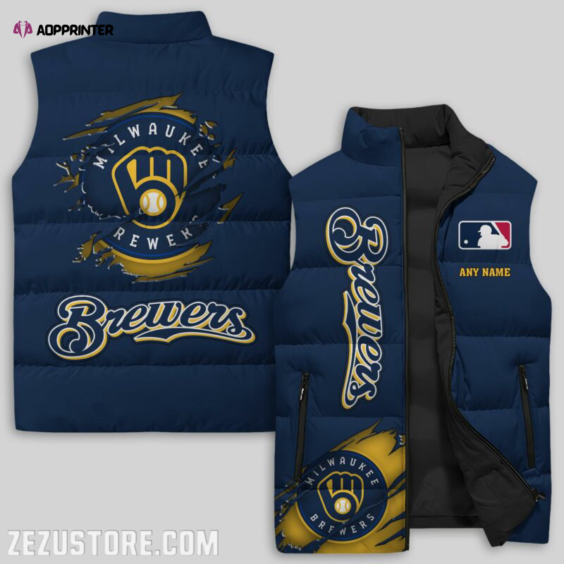 Milwaukee Brewers MLB Sleeveless Puffer Jacket Custom For Fans Gifts