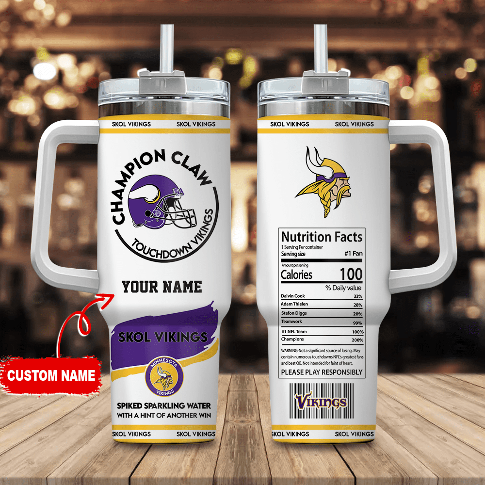 Minnesota Vikings Champion Claw NFL Personalized Stanley Tumbler 40Oz Gift for Fans