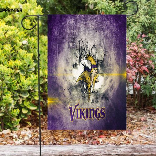 Minnesota Vikings Emblem Vintage Wall Double Sided Printing   Garden Flag Home Decor Gifts