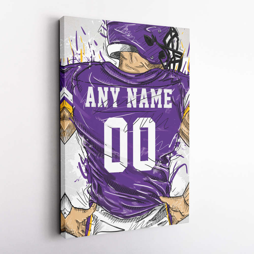 Minnesota Vikings Jersey Personalized Jersey NFL Custom Name and Number Canvas Wall Art Home Decor Framed Poster Man Cave Gift
