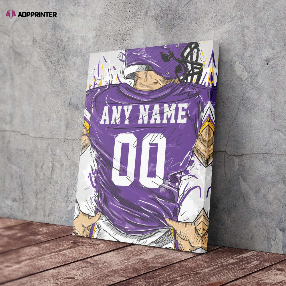 Minnesota Vikings Jersey Personalized Jersey NFL Custom Name and Number Canvas Wall Art Home Decor Man Cave Gift