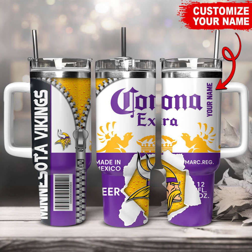 Minnesota Vikings NFL Corona Extra Personalized Stanley Tumbler 40Oz Gift for Fans