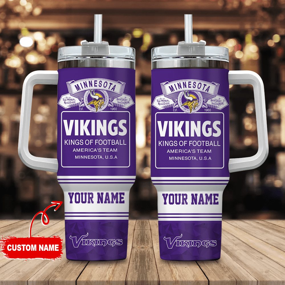 Minnesota Vikings Personalized NFL Bud Light 40oz Stanley Tumbler Gift for Fans
