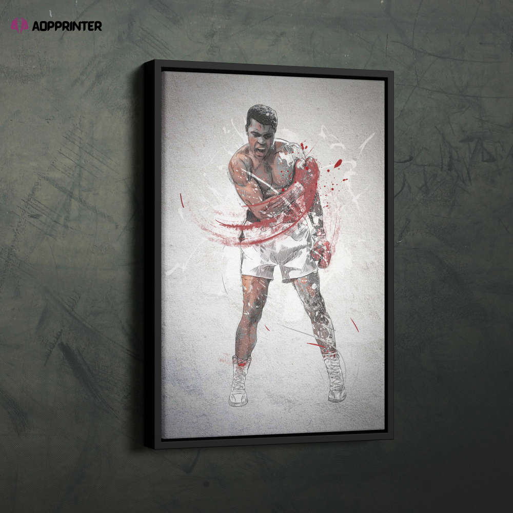 Muhammad Ali Poster Boxing Framed Wall Art Home Decor Hand Made Canvas Print Artwork