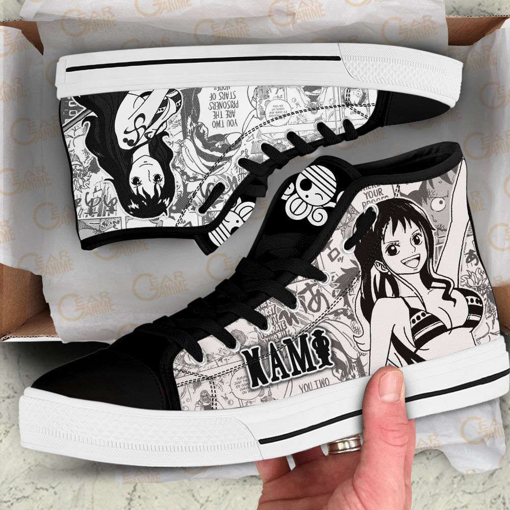 Nami High Top Shoes Black White For Fans One Piece Anime