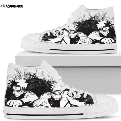 Naruto Graphic Draw Custom Canvas High Top Shoes For Fans Anime