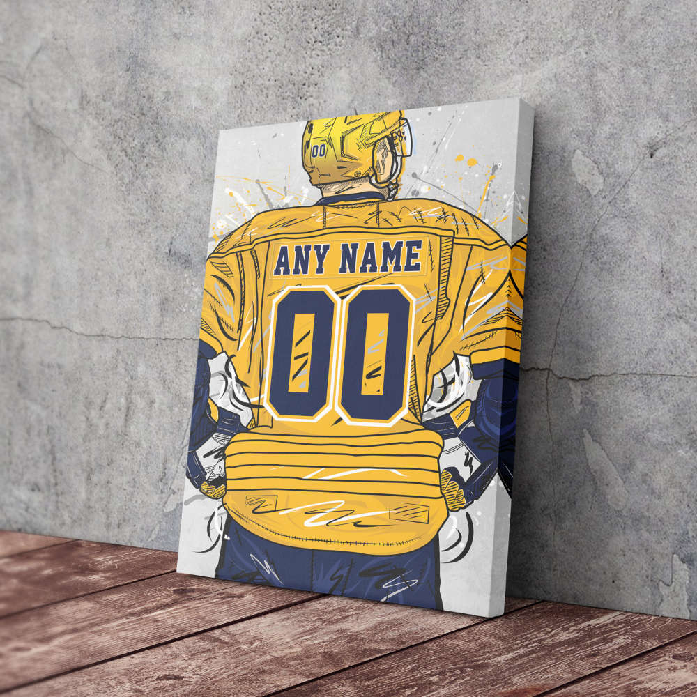 Nashville Predators Jersey NHL Personalized Jersey Custom Name and Number Canvas Wall Art Home Decor Framed Poster Man Cave Gift