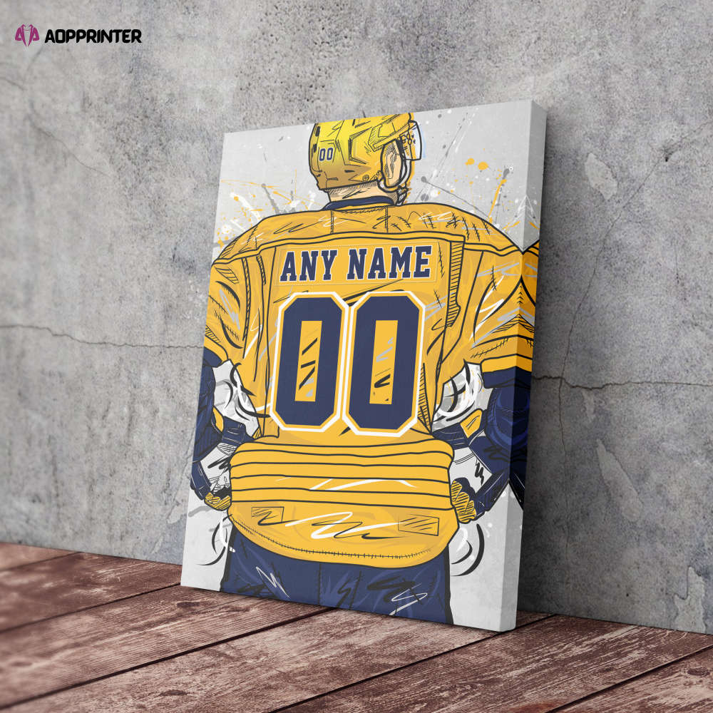 Nashville Predators Jersey NHL Personalized Jersey Custom Name and Number Canvas Wall Art Home Decor