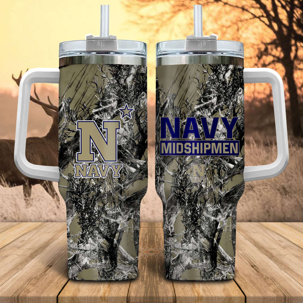 Navy Midshipmen NCAA Hunting Personalized Stanley Tumbler 40oz Gift for Fans