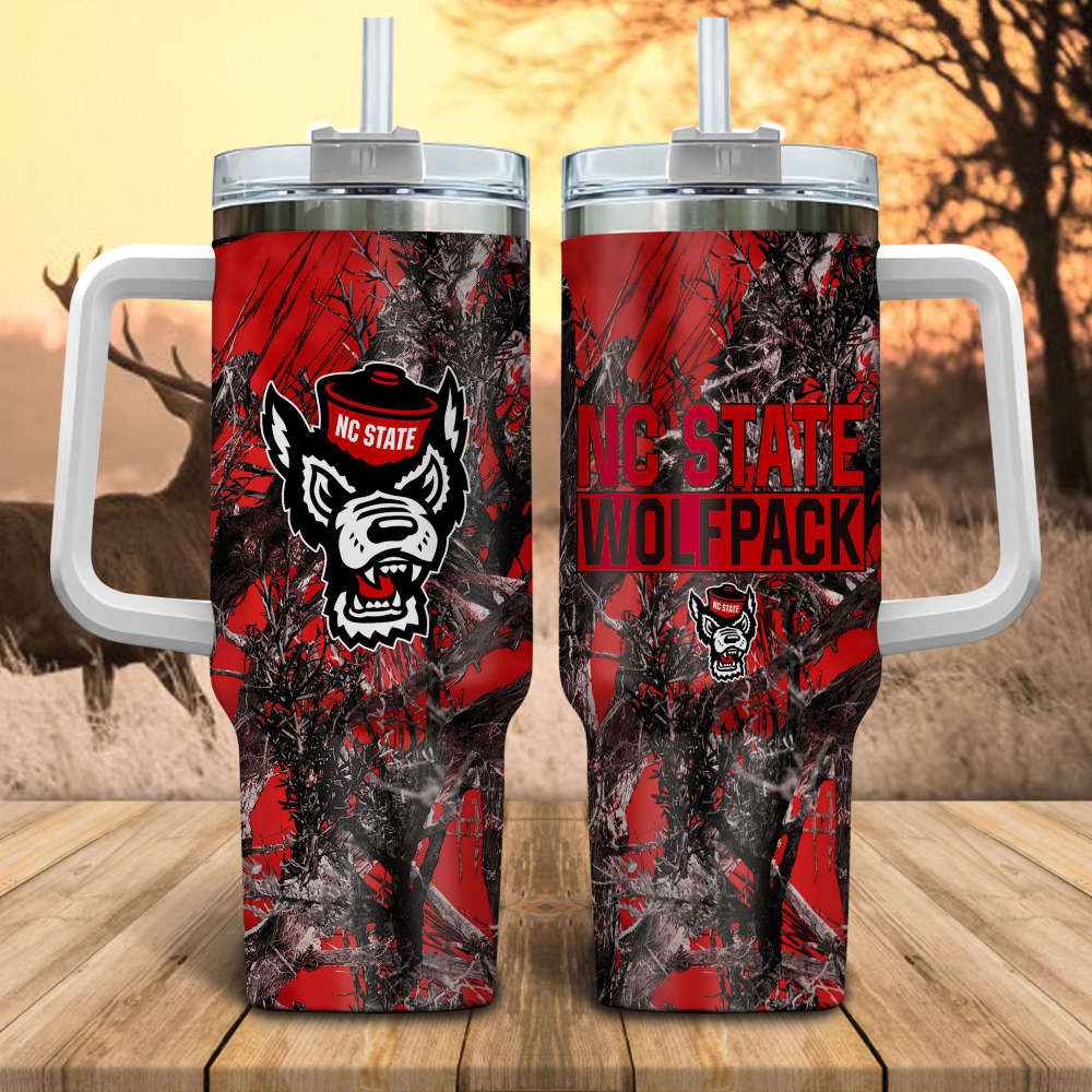 NC State Wolfpack NCAA Hunting Personalized Stanley Tumbler 40oz Gift for Fans