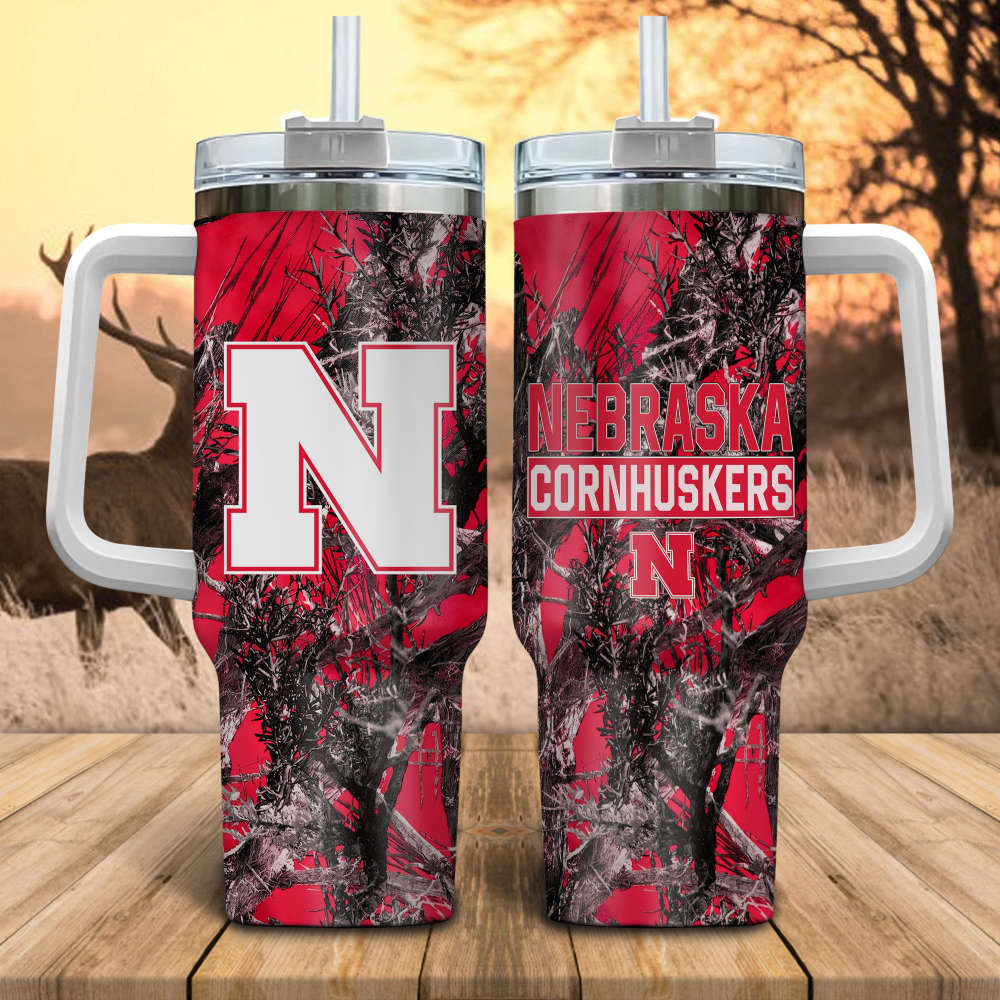 Nebraska Cornhuskers NCAA Hunting Personalized Stanley Tumbler 40oz Gift for Fans