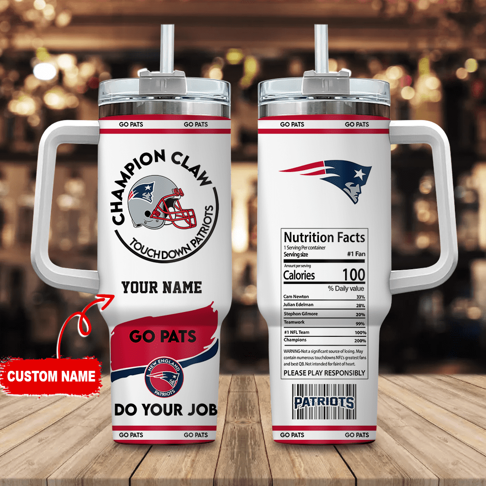 New England Patriots Champion Claw NFL Personalized Stanley Tumbler 40Oz Gift for Fans
