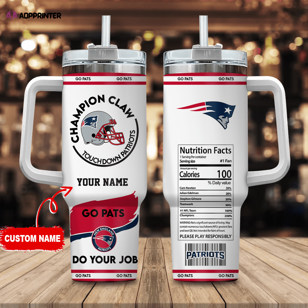 New England Patriots Champion Claw NFL Personalized Stanley Tumbler 40Oz Gift for Fans