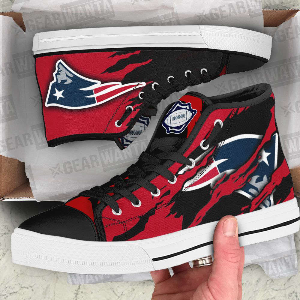 New England Patriots Custom Canvas High Top Shoes For Fans