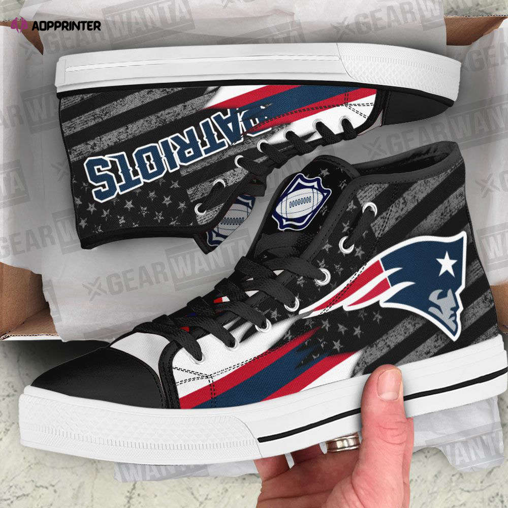 New England Patriots Custom Canvas High Top Shoes For Fans American Flag