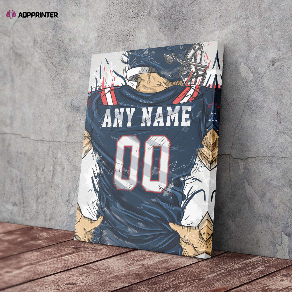 New England Patriots Jersey Personalized Jersey NFL Custom Name and Number Canvas Wall Art Home Decor Man Cave Gift