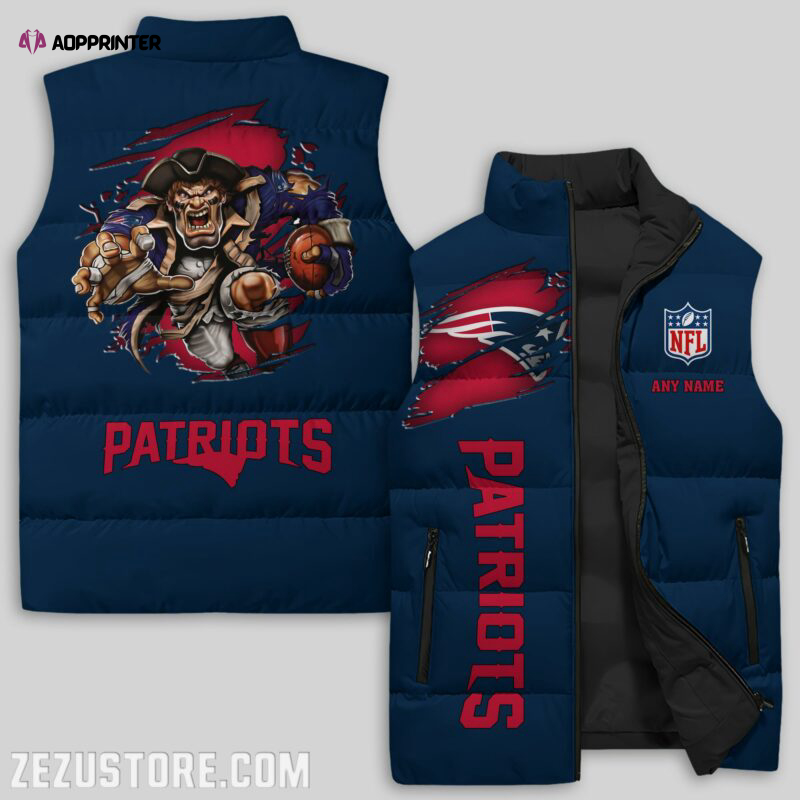 New England Patriots NFL Sleeveless Puffer Jacket Custom For Fans Gifts