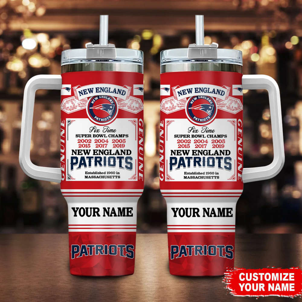 New England Patriots NFL Super Bowl Champs Pride Personalized Stanley Tumbler 40Oz Gift for Fans