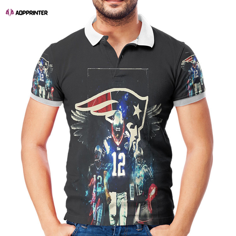New England Patriots Player Number 12 3D Gift for Fans Polo Shirt