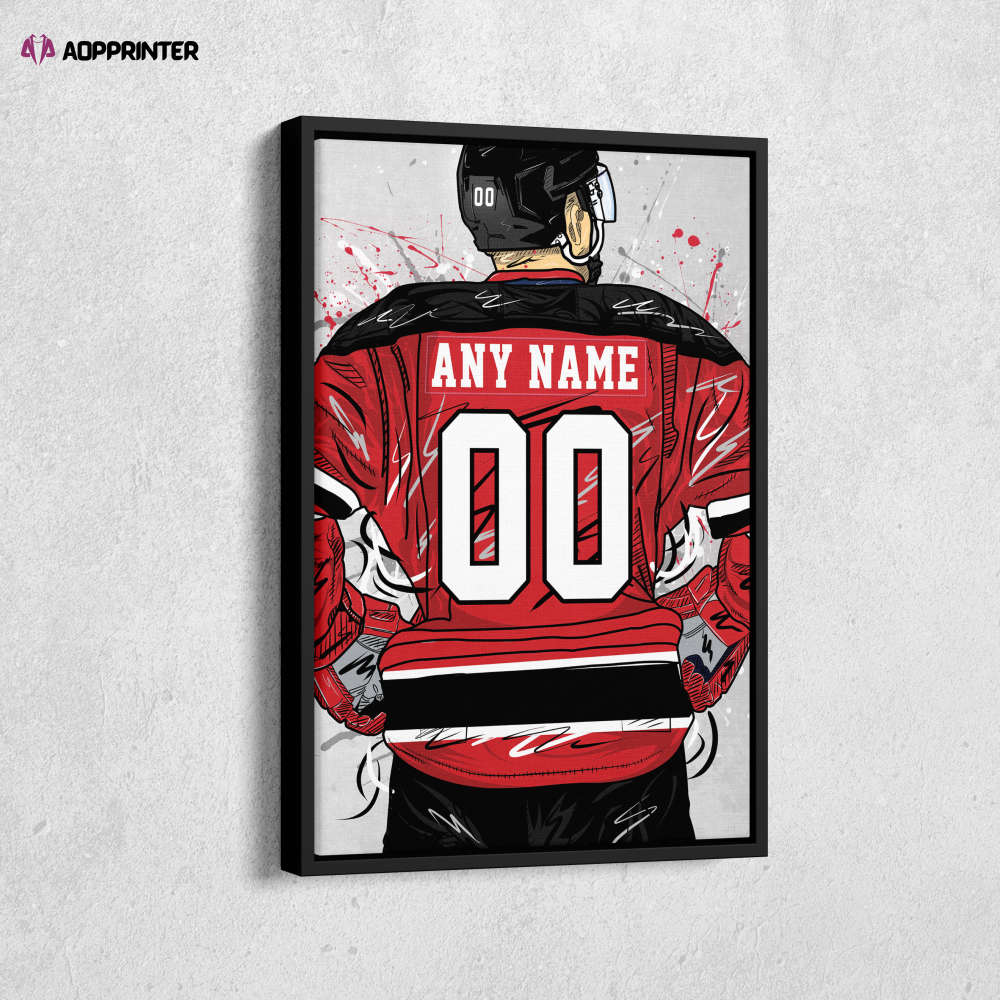 Anaheim Ducks Jersey NHL Personalized Jersey Custom Name and Number Canvas Wall Art Home Decor Framed Poster Man Cave Gift