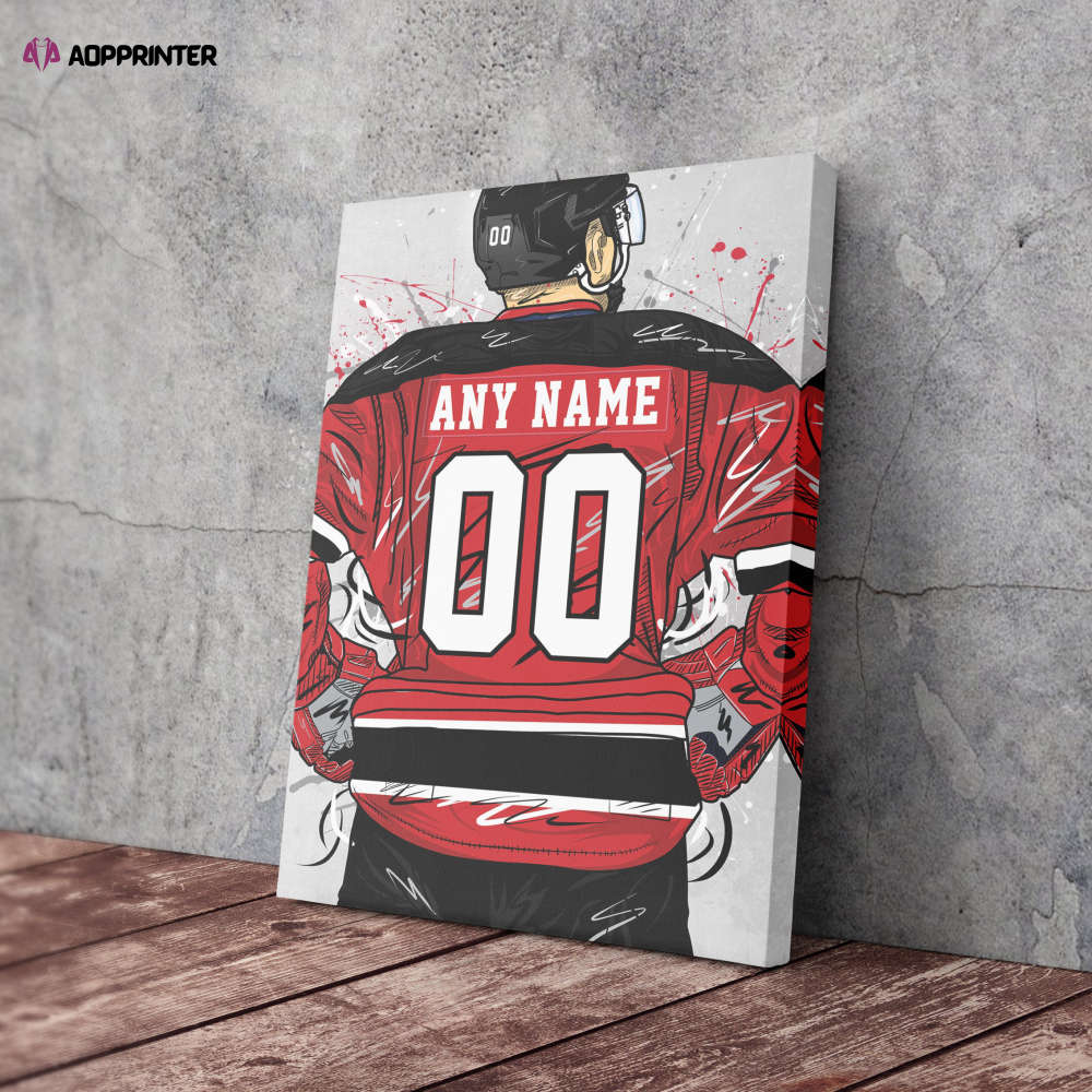 New Jersey Devils Jersey NHL Personalized Jersey Custom Name and Number Canvas Wall Art Home Decor