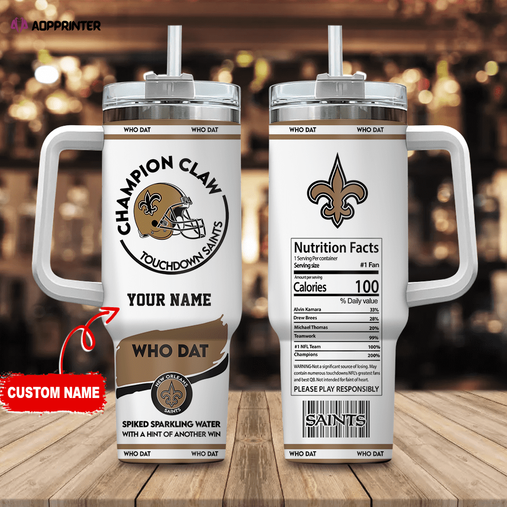 New Orleans Saints Champion Claw NFL Personalized Stanley Tumbler 40Oz Gift for Fans