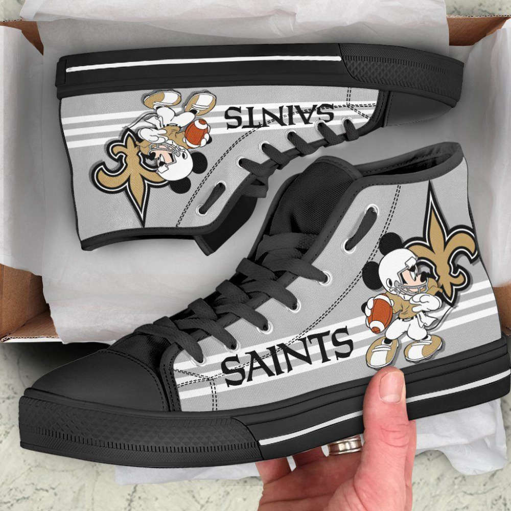 New Orleans Saints High Top Sneakers Custom Shoes For Fans Mickey