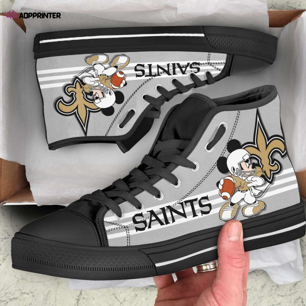 New Orleans Saints High Top Sneakers Custom Shoes For Fans Mickey