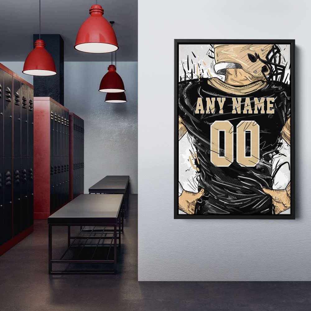 New Orleans Saints Jersey Personalized Jersey NFL Custom Name and Number Canvas Wall Art Home Decor Framed Poster Man Cave Gift