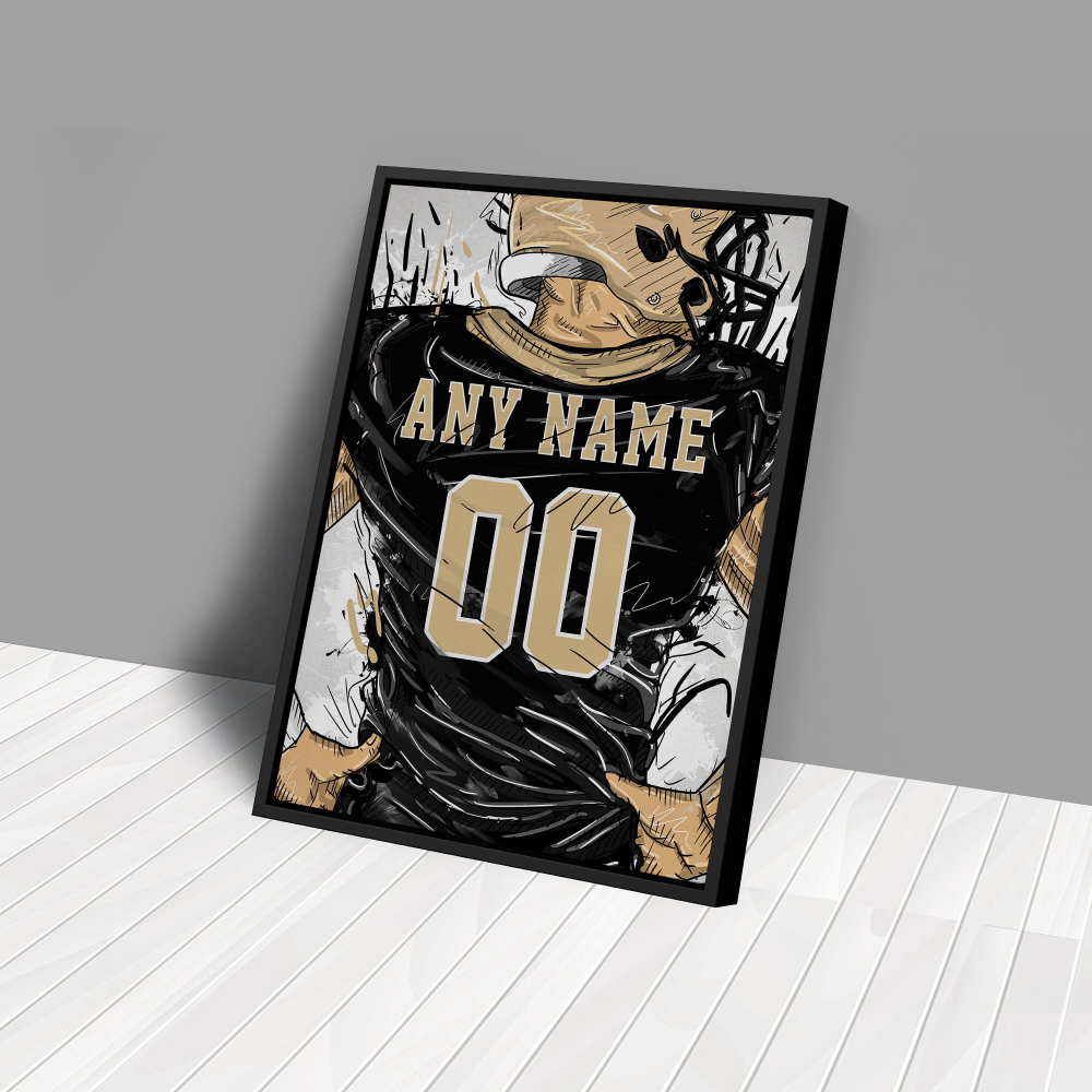 New Orleans Saints Jersey Personalized Jersey NFL Custom Name and Number Canvas Wall Art Home Decor Framed Poster Man Cave Gift