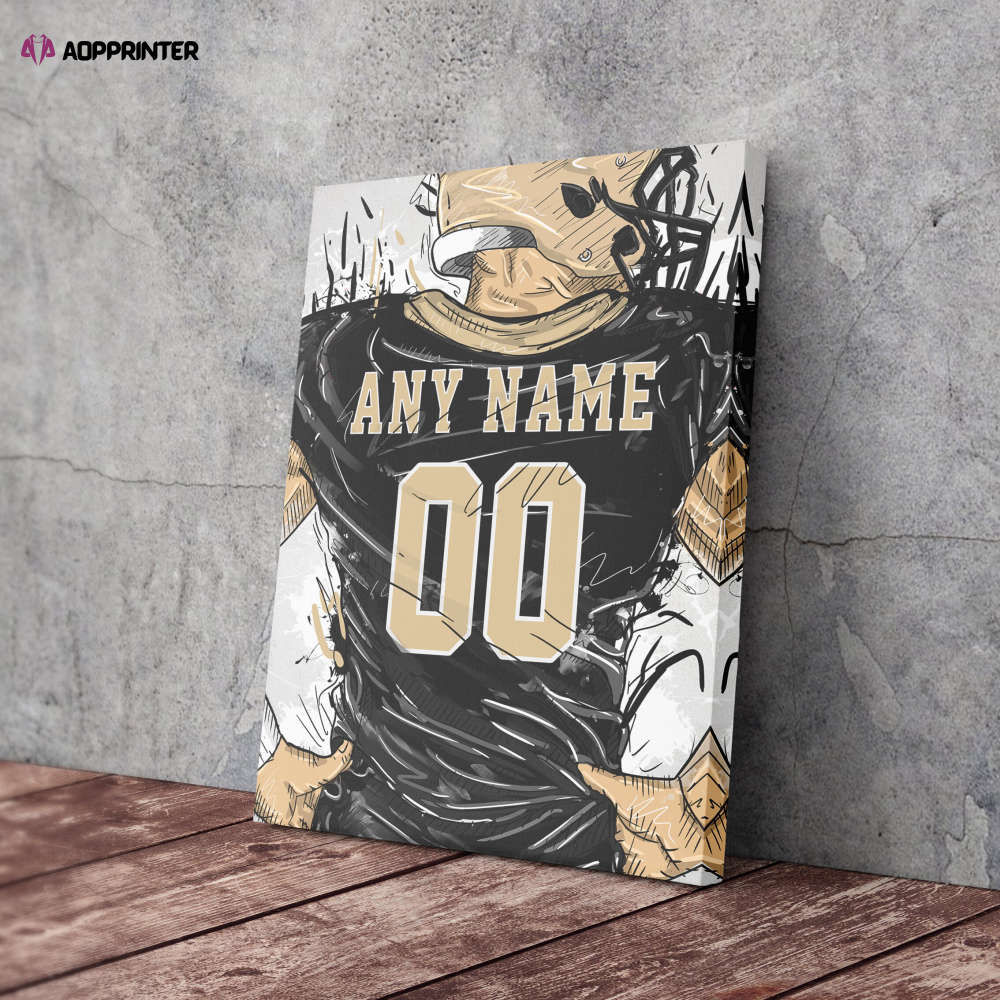 New Orleans Saints Jersey Personalized Jersey NFL Custom Name and Number Canvas Wall Art Home Decor Man Cave Gift