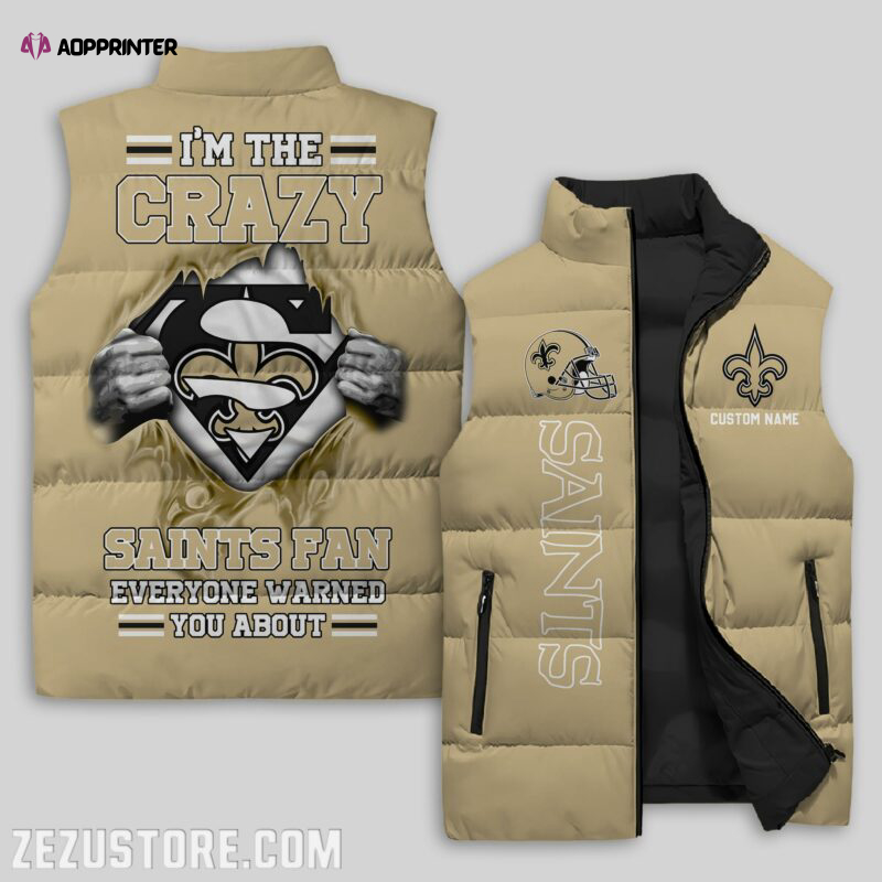 New Orleans Saints NFL Sleeveless Puffer Jacket Custom For Fans Gifts