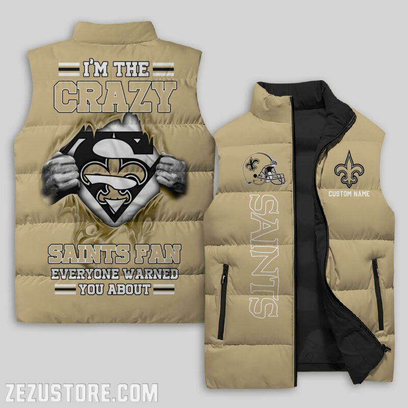 New Orleans Saints NFL Sleeveless Puffer Jacket Custom For Fans Gifts