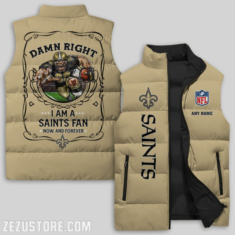 New Orleans Saints NFL Sleeveless Puffer Jacket Custom For Fans Gifts