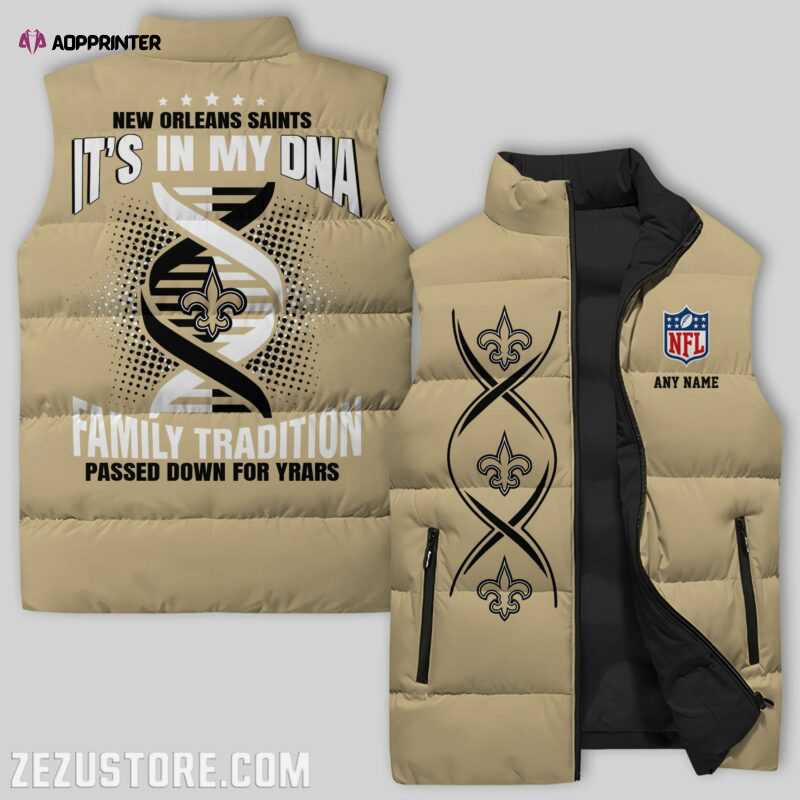 New Orleans Saints NFL Sleeveless Puffer Jacket Custom For Fans Gifts