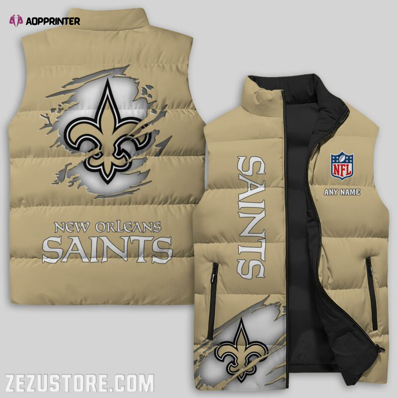 New Orleans Saints NFL Sleeveless Puffer Jacket Custom For Fans Gifts